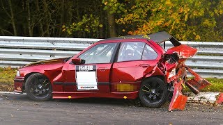 20171030 Heavy accident unfall crash at Nordschleife Nurburgring 14 cars involved [upl. by Atiuqad182]