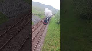 Black 5 44871 summiting the SampC at Ais Gill 25524 locomotive railway steamtrain train whistle [upl. by Loralie]