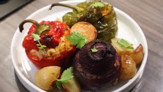 Authentic Greek Stuffed Vegetables  Gemista Recipe [upl. by Par]