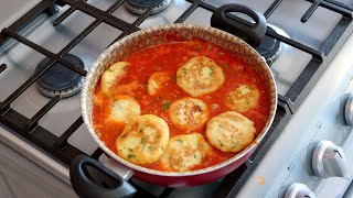 Tortitas de papa en caldillo de jitomate 🥔 ¡Fáciles y deliciosas 😋 [upl. by Alekin]