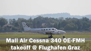 Mali Air Cessna 340 takeoff  Flughafen Graz  OEFMH [upl. by Ygiaf]