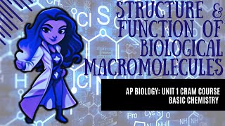 AP Biology College Prep CRASH CRAM COURSE Unit 1 Chemistry of Life Function of Macromolecules [upl. by Eenaej]