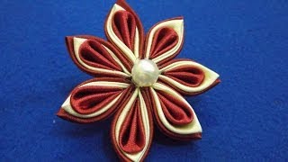 DIY Kanzashi Flower  Simple amp Easy Tutorial  MyInDulzens [upl. by Otanod]