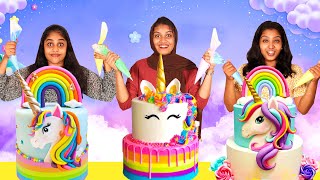 3 UNICORN CAKE DECORATING CHALLENGE 🤩  വാശിയേറിയ യൂണികോൺ കേക്ക് DECORATING ചലഞ്ച്  PULLOTHI [upl. by Ardnazxela219]