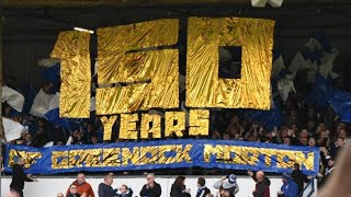 COWSHED TIFO Greenock Morton 150th Anniversary flag unfurling and win vs Raith Rovers 5102024 [upl. by Byler]