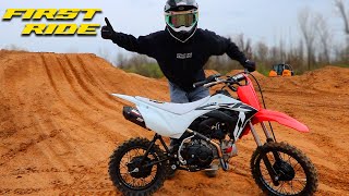 Building New Backyard Pit Bike Track Mod CRF110 First Ride [upl. by Eynttirb]