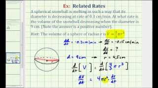 Ex Related Rates  Volume of a Melting Snowball [upl. by Bondon544]