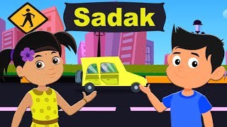 Hindi Sadak Rhyme  Kids Poem In Hindi  सड़क बनी है लंबी  Hindi Nursery Rhymes  Kids Tv Channel [upl. by Dnamron]