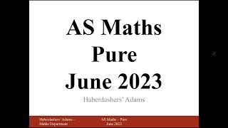 AS Maths  2023  Pure  Q1 [upl. by Larina]