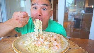 How to make SHRIMP ALFREDO PASTA  RECIPE  MUKBANG [upl. by Hultin]