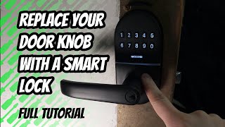 How to replace a door knob and install a smart lock  Full installation tutorial [upl. by Nohsar710]