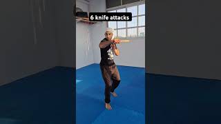 6 knife attacks  6 התקפות סכין knifeskills knife knifeclub ninja martialarts [upl. by Nylecyoj]