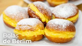 Como Fazer BOLAS DE BERLIM Fofas e Deliciosas em Casa [upl. by Annwahs]