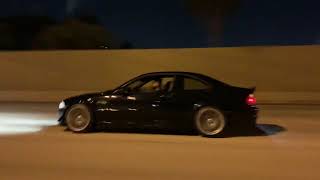 E46 M3 loud catless exhaust sound highway pull [upl. by Tapes]