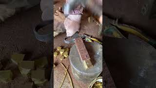 Process of fixing rivet on wood knife handle Good tools and machinery make work easy [upl. by Rich]