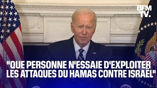 Opération quotdéluge dAlAqsaquot du Hamas sur Israël la mise en garde de Joe Biden [upl. by Hiasi]