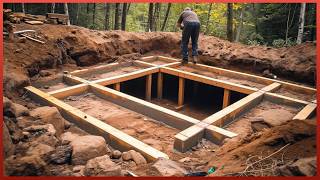 Man Builds Secret Underground Cabin in the Forest  Start to Finish by RuslaninTheWoods [upl. by Dulcea280]