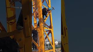 Tower crane bottom frame rivet fixing process [upl. by Norita]