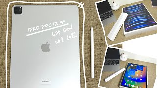 Unboxing iPad Pro 129” 2022 with Apple Pencil 2nd Gen  M2 Chip Silver 256GB [upl. by Kristoffer452]