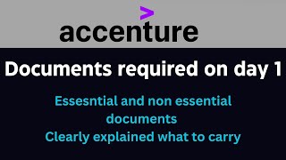 Accenture  Documents required on day 1 of Accenture  Carry these documents for smooth onboarding [upl. by Arhoz]