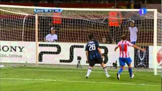 Inter de Milan 02 Atlético de Madrid 2782010 goles TVE [upl. by Orapma]