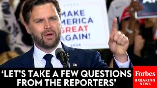 JUST IN JD Vance Takes Multiple Questions From Reporters At PostVP Debate Michigan Campaign Rally [upl. by Garreth]