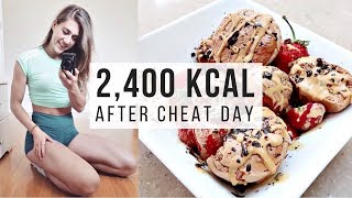 WHAT I EAT IN A DAY AFTER CHEAT DAY   2400 CALORIES [upl. by Zetniuq]