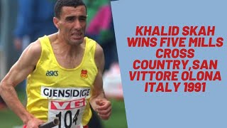 Khalid Skah wins five mills Cross CountrySan Vittore Olona Italy 1991 [upl. by Rollecnahc]