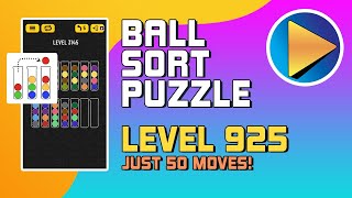 Ball Sort Puzzle Level 925 Walkthrough 50 Moves [upl. by Dodge185]