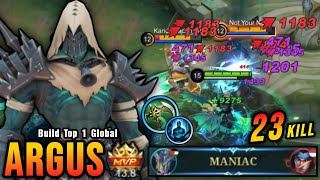 23 Kills  MANIAC Winged Nightmare Argus Season 27 Skin  Build Top 1 Global Argus  MLBB [upl. by Borgeson]