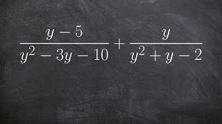 Adding two rational expressions with trinomial denominators [upl. by Korey]