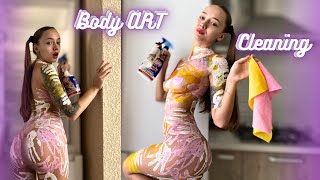 Body Art Mirror Cleaning  Creative Cleaning Tutorial [upl. by Esinehc]