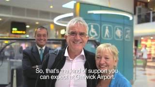 Mobility assistance at Gatwick Airport subtitled [upl. by Werdma347]