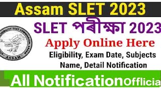 State Eligibility Test 2023 – SLET NE Online Application Form Assam jobs today gov jobs [upl. by Idnim]