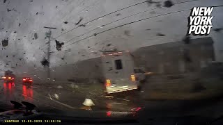 Shocking video shows the moment a car gets totaled by deadly Tennessee tornado [upl. by Eanar]