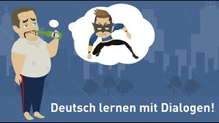 Deutsch lernen  Ein Tag im Leben eines Superhelden  Wortschatz Tagesablauf  Akkusativ [upl. by Atinuhs]