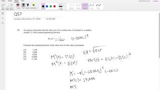 SOA Exam P Question 57  Standard Deviation of Moment Generating Function [upl. by Keir265]