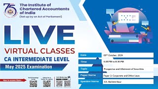 Intermediate Paper 2 COL  Topic Prospectus and Allotment of Securities  Session 2  09 Oct 2024 [upl. by Xuerd]