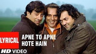 Apne To Apne Hote Hain Title Track Lyrical Video Song  Himesh Reshammiya  Bobby Sunny Dharmendra [upl. by Atthia364]