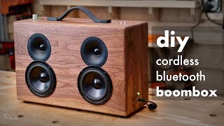 DIY Battery Powered Bluetooth Speaker  How To Build  Woodworking [upl. by Ailaht]