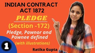 Section172 Pledge Pawnor Pawnee defined Contract Act 1872 [upl. by Vinay]