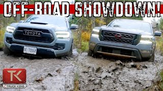 Nissan Frontier PRO4X vs Toyota Tacoma TRD Pro  Mud Rocks amp Water Find the Best OffRoad Truck [upl. by Kacie]