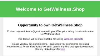 GetWellnessShop Domain Name Sales [upl. by Wende]