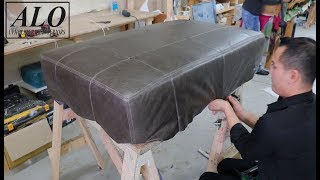 HOW TO UPHOLSTER A TUFTED OTTOMAN  ALO Upholstery [upl. by Retrac]