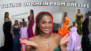 TRYING ON SHEIN PROM DRESSES  50 DRESS  IS IT WORTH THE MONEY  DISCOUNT IN VIDEO [upl. by Irving]