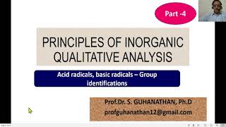 Inorganic Qualitative Analysis Part 4 Group Identification [upl. by Moitoso]