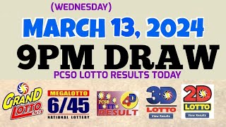 Lotto Result Today 9pm draw March 13 2024 655 645 4D Swertres Ez2 PCSOlotto [upl. by Celia94]