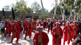 Ottoman military band marching into Topkapi Palace [upl. by Aihtiekal]