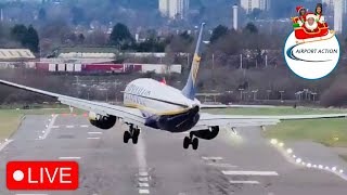 STRONG CROSSWIND Landings LIVE Birmingham Airport 28122023 planespotting [upl. by Nilekcaj259]