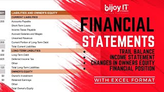 Financial Statements Preparation with Excel  Income Statement Financial Position Change in Equity [upl. by Hiamerej]